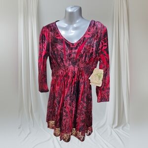 OneWorld Velvet Burnout Boho Dress/top – NWT – Size M